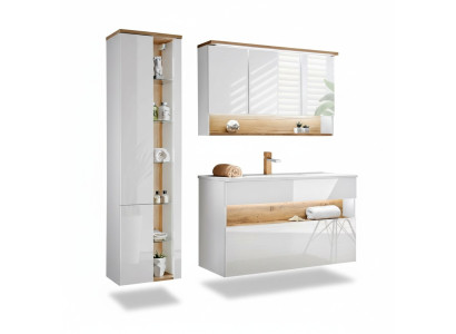 Design Łazienka Meble łazienkowe 3 szt. Zestaw Ustawić Szafę Umywalkową Oświetlenie