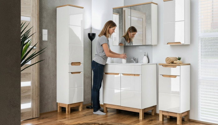 Design Łazienka Meble Zestaw łazienkowy Ustawić Dekoracyjną Szafę Umywalkową