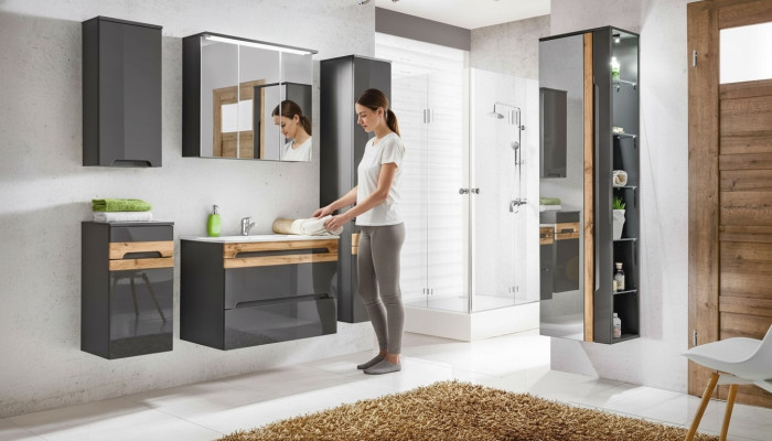 Design Łazienka Meble Łazienka 6 szt. Zestaw Ustawić Szafę Umywalkową Oświetlenie