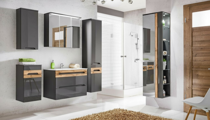 Design Łazienka Meble Łazienka 6 szt. Zestaw Ustawić Szafę Umywalkową Oświetlenie