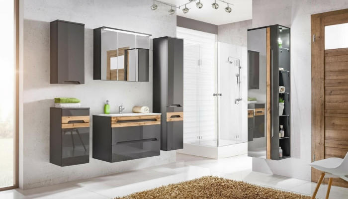 Design Łazienka Meble Łazienka 5 szt. Zestaw Ustawić Szafę Umywalkową Oświetlenie