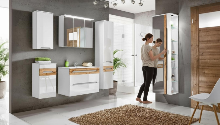 Design Łazienka Meble Łazienka 6 szt. Zestaw Ustawić Deco Szafa Umywalk