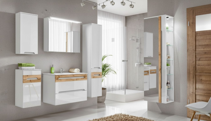 Design Łazienka Meble Łazienka 6 szt. Zestaw Ustawić Deco Szafa Umywalk