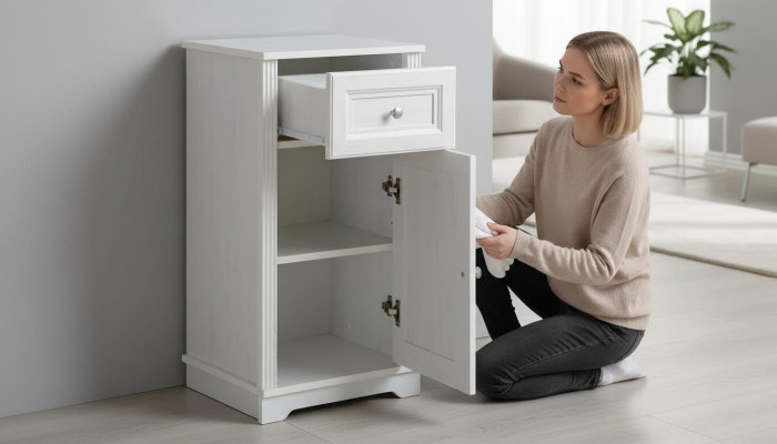 Meble łazienkowe szafka stojąca Szafka łazienkowa Biały 81cm Szafa Meble łazienkowe wiszące łazienkowe Nowe