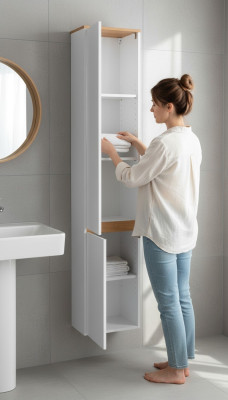 Wysoka półka łazienkowa Szafka ścienna 176cm Łazienka Meble