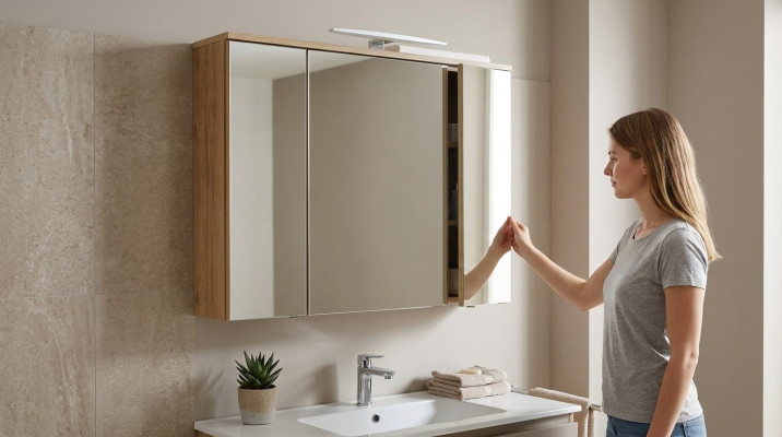 Szafka lustrzana Szafka ścienna Dekoracja szafki łazienkowej z Lustro 80 cm LED