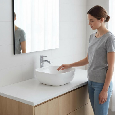 Umywalka Ceramiczna Umywalka Nowoczesna Umywalka Dekoracyjna Nablatowa Biały