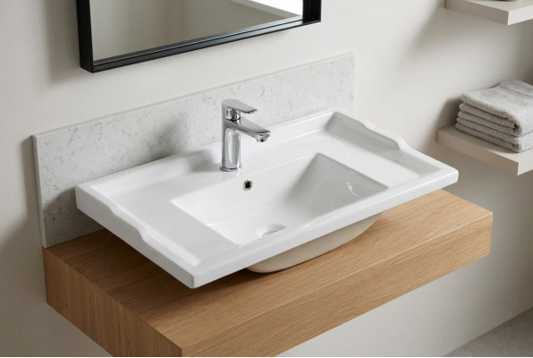 Ceramiczna Umywalka Umywalka Umywalka nablatowa Deco Biały Umywalka