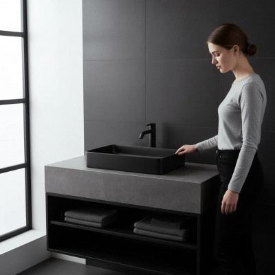 Czarny blat ceramiczny Umywalka Tabela dysk Umywalka