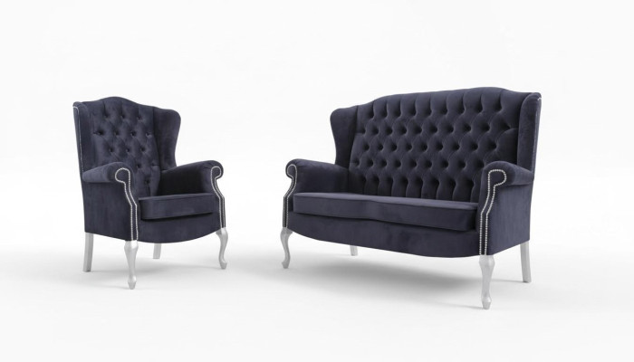 Classic Chesterfield Zestaw sofowy 3+1+1 miejsce siedzące Sofa Kanapa Podkładka Aksamit Nowość