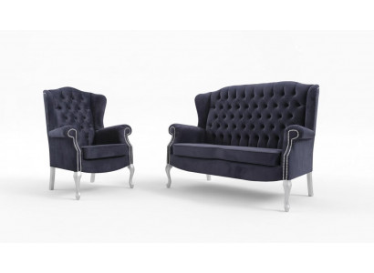 Classic Chesterfield Zestaw sofowy 3+1+1 miejsce siedzące Sofa Kanapa Podkładka Aksamit Nowość