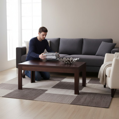Kanapa Stolik Salonowy Stoły Boczne Drewno Prostokątna Sofa Boczna