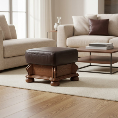 Podnóżek XXL Club Lounge Stołek Skóra Włókienniczy Ottoman Decor Designer Pufa