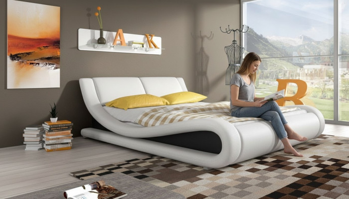Łóżko tapicerowane łóżko Łóżko Podkładka sztuczna skóra Designer Hotel Double Luxury Design