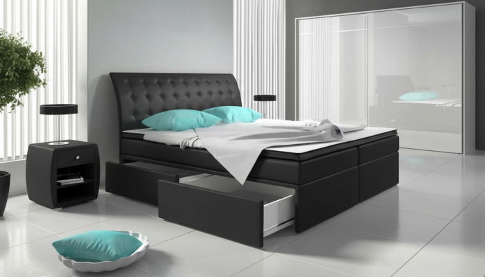 Łóżko z materacem sprężynowym Łóżko Podkładka sztuczna skóra designerska hotelowa podwójna luksusowa konstrukcja