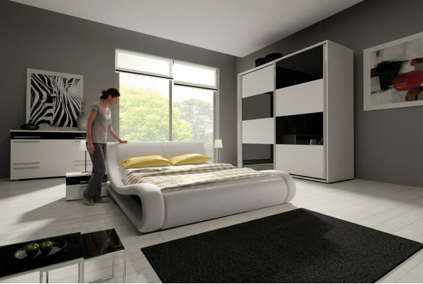 Design Sypialnia Kompletna Obcios Szafa Łóżko Kredens Stolik nocny Modern