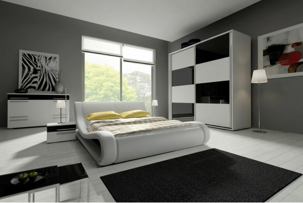 Design Sypialnia Kompletna Obcios Szafa Łóżko Kredens Stolik nocny Modern