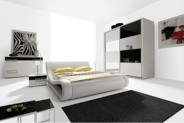 Design Sypialnia Kompletna Obcios Szafa Łóżko Kredens Stolik nocny Modern