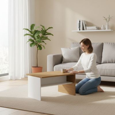 Szafka kawowa do salonu Stolik Design stolik kawowy Skóra sofa stoły nowe Drewno