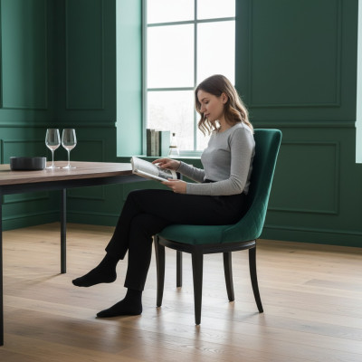 Green Fotel 2x Luksusowa Klasyczna jadalnia Krzesło Krzesła Siedziba Modern Solidny Drewno