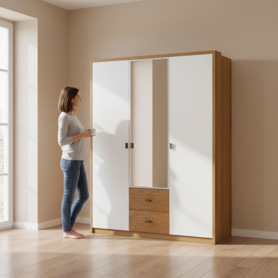 Design Sypialnia Szafa Szafa Nowoczesne Szafki Drewno 3 drzwi. Połysk