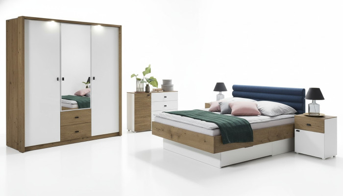 Designerskie łóżko tapicerowane łóżko materiał Drewno luksusowe Podwójne łóżko podwójne 180x200cm