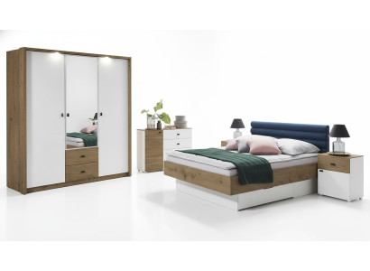Designerskie łóżko tapicerowane łóżko materiał Drewno luksusowe Podwójne łóżko podwójne 180x200cm
