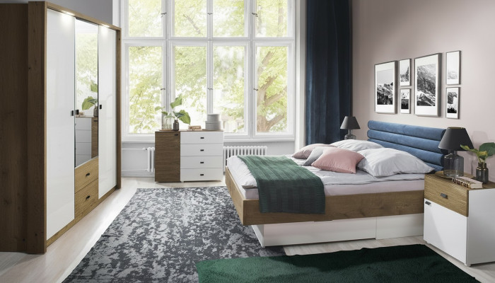 Sypialnia Zestaw Łóżko 2 szafki nocne Klasyczny design ramy łóżka Meble 3-częściowe