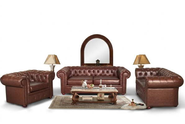 Chesterfield Couch Sofa 2+1 miejsce do siedzenia Skóra Couch Siedziba Ustawić Sofa Obcios 2+1