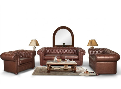 Chesterfield Couch Sofa 2+1 miejsce do siedzenia Skóra Couch Siedziba Ustawić Sofa Obcios 2+1