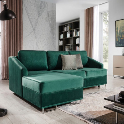 Luksusowa kanapa narożnikowa - Sofa Emerald Green Podkładka Zestaw narożny funkcja łóżka nowość