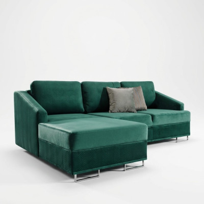 Luksusowa kanapa narożnikowa - Sofa Emerald Green Podkładka Zestaw narożny funkcja łóżka nowość