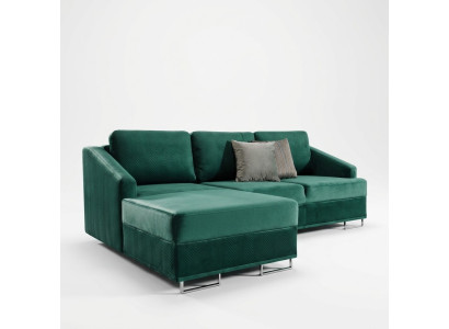 Luksusowa kanapa narożnikowa - Sofa Emerald Green Podkładka Zestaw narożny funkcja łóżka nowość