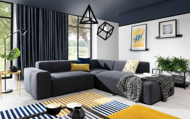 Narożnikowa kanapa Sofa w kształcie litery L Żywy krajobraz Ustawić Podkładkę Materiał Design Modern