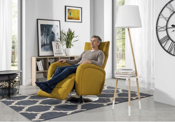 Fotel Lounge Designer Krzesło Podkładka Sofa 1 miejsce siedzące Relaks Obrotowy Materiał Telewizyjny