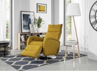 Fotel Lounge Designer Krzesło Podkładka Sofa 1 miejsce siedzące Relaks Obrotowy Materiał Telewizyjny