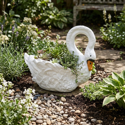 Łabędź Ozdobna Rzeźba Ogrodowa Figurki Posągi 54cm Wielkości Naturalnej Figura Plastikowa