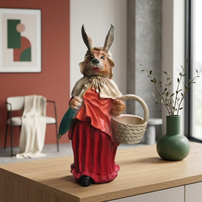 Wilk Czerwony Kapturek Figura Królika Wielkanocnego Sukienka Wilk Trans Garden Figurka Statuetka 71cm Nowa