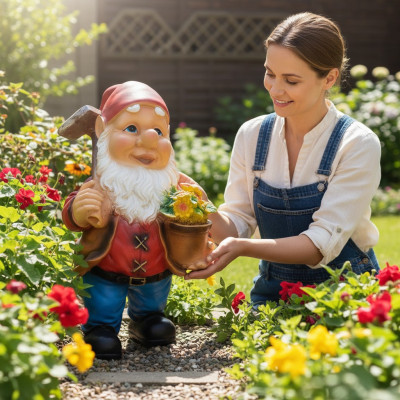 Ogród Domek Dekoracja Figura Rzeźba Ozdoby Figurki Krasnale Rękodzieło M36