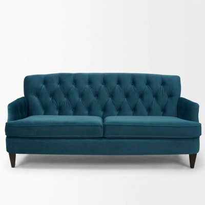 Turkusowa Royal trzyosobowa designerska luksusowa sofa do salonu 3-osobowa kanapa