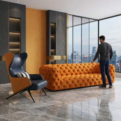 Sofa ekstra luksusowej klasy - Chesterfield Big XXL Couch - czteroosobowa Siedziba Podkładki