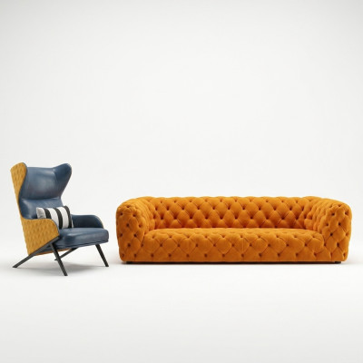 Sofa ekstra luksusowej klasy - Chesterfield Big XXL Couch - czteroosobowa Siedziba Podkładki