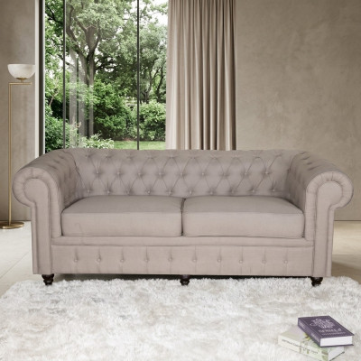 jvmebel ® - Tekstylia Sofa Kanapa - Beżowy tapicerowany trzysobowy zestaw kanapowy