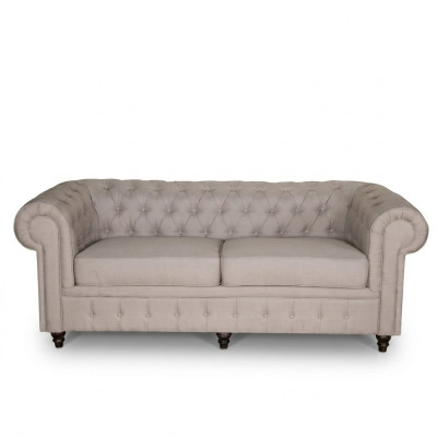jvmebel ® - Tekstylia Sofa Kanapa - Beżowy tapicerowany trzysobowy zestaw kanapowy