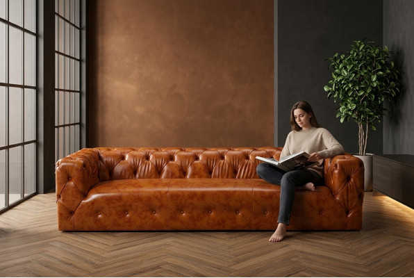 Chesterfield Sofa Couch Podkładka Materiał Skóra Couchen Podkładka Ustawić 4-osobowa