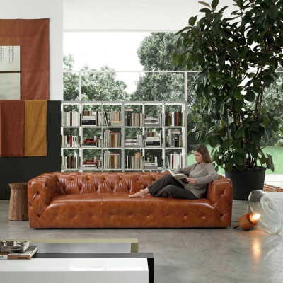 Sofa skórzana sztuczna skóra Couch Big - Sofa luksusowa do salonu Siedziba Podkładka czteroosobowa