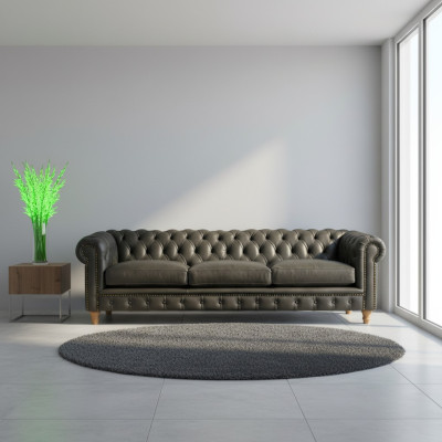 Design Skóra Sofa Kanapa - Chesterfield Podkładka trzyosobowa 240cm Nowa