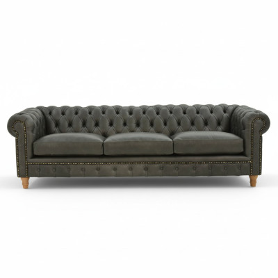 Design Skóra Sofa Kanapa - Chesterfield Podkładka trzyosobowa 240cm Nowa