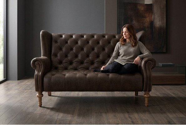 Czarna kanapa Chesterfield Nowoczesna trzyosobowa stylowa trzyosobowa kanapa
