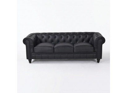 jvmoebel ® Sofa tekstylna Sofa - Czarna Tapicerka Trzyosobowa Sofa zestaw trzyczęściowy